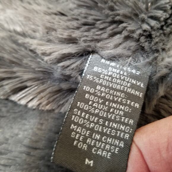 Jou Jou J2 Women's Gray Faux Leather Jacket Lined Zip Up 4 Zip Pockets Size M - Picture 10 of 11